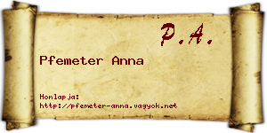 Pfemeter Anna névjegykártya